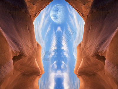 红洞穴月球石头反射月亮宇宙天空沙漠岩石世界上帝图片