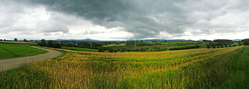 德国斯瓦比亚高原的全景天空高地灰色牧歌步行草地旅游绿色天气图片