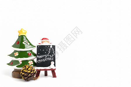 圣诞快乐 在白色背景的白幕下红色黑板喜悦卡片假期礼物粉笔问候语木板季节图片