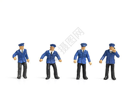 站在白色背景的警察站立警卫宏观男性法律工作男人情况刑事服务调查图片
