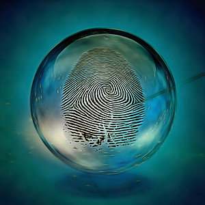 指纹身份调查水晶精神气泡球体透明度地球警察手指图片
