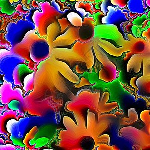 多彩颜色鲜花边缘花瓣编队插图艺术品洋甘菊作品向日葵花束植物背景