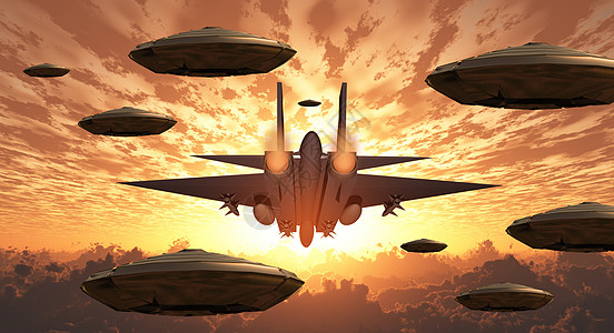 军事喷气机追击UFO图片