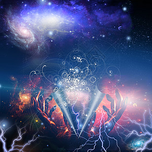 上帝的手戏剧性天空质子电子原子力量插图重力理论耀斑图片