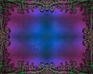 弧形框架装饰卷曲紫色海浪插图传统调色板风格水彩螺旋图片