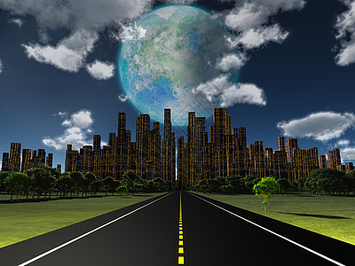 未来世界展望世界协会殖民化大都市世界星际蓝色天空地球化科学生活地平线图片