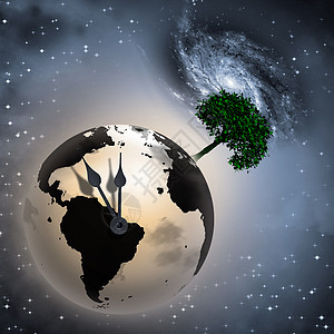 时钟锁定地球环保生活宇宙时间植物天空小时世界创造力生态图片