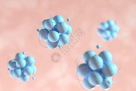 有粉色有机背景的原子球体 3D感应生态漩涡实验室力量化学品量子活力渲染戒指纳米图片