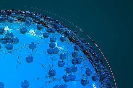 蓝色生物网格有连接的制约 3D转化生物学研究遗传数据节点化学科学医疗技术渲染图片