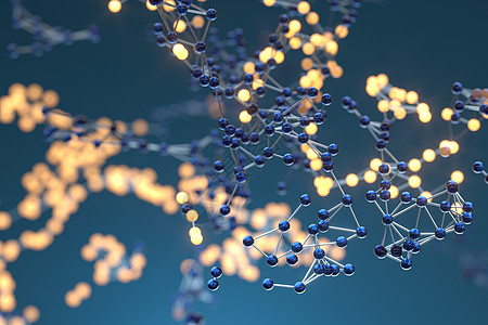 蓝色生物网格有连接的制约 3D转化科学研究药品化学节点基因数据渲染合成原子图片