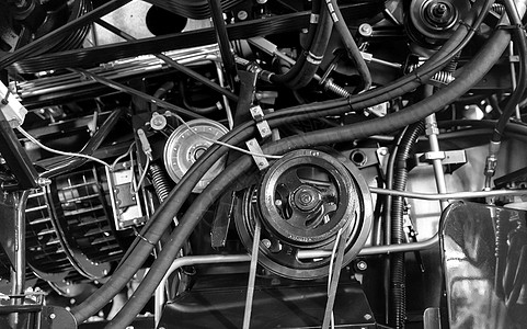 工业机制的发动机部分金属腰带风扇汽车车轮气体机器拖拉机机械技术图片