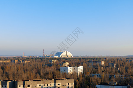 2019年切尔诺贝利排除区Pripyat被弃的城市风景房子灾难禁区辐射蓝色废墟建筑学危险建筑高楼图片