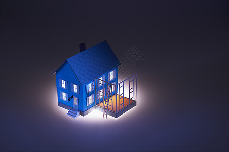 房屋的发光型建房模式娃娃家装框架玩具建筑繁荣样板房对象聚光灯影棚图片