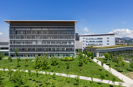 现代医院大楼绿色医疗建筑学灰色办公室玻璃工业绿化诊所花园图片