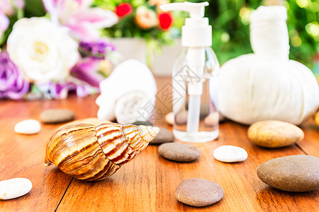 Spa概念蜗牛和瓶装瓶装基本瓶头油瓶子香味胶原香气芳香血清护理治疗皮肤植物图片
