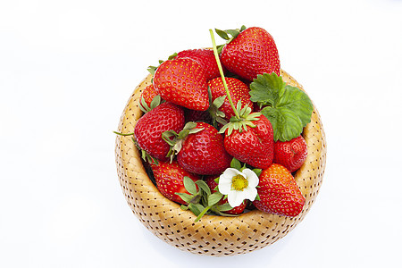 成熟美美的草莓 放在篮子里盒子食物白色红色饮食植物维生素浆果果汁早餐图片