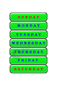以红色突出显示的周日 星期日和星期六清单色调背光坡度注意力灰色黑色白色指示牌按钮蓝色图片