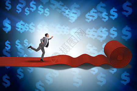 红地毯上有美元生意人债务贷款银行业战略领导者储蓄外汇优胜者入口货币图片