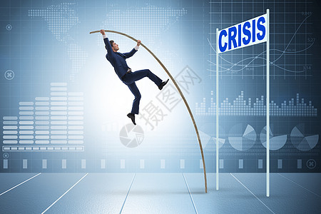 工商界人士为商业危机概念的危机进行钻探债务男人通货膨胀信用市场损失失败碰撞经理竞赛图片