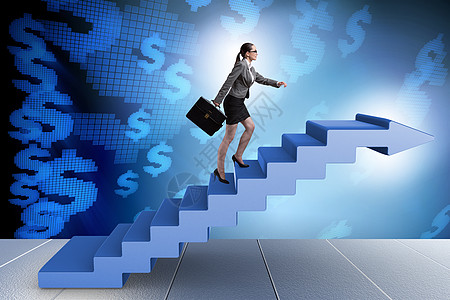商业概念中的女商务人士攀越职业阶梯经理领导者生长工作女性动机管理人员员工楼梯公司图片