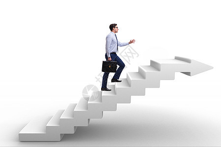 商务人士在商业概念中攀登职业阶梯工作梯子竞赛员工生长经理领导者楼梯领导成就图片