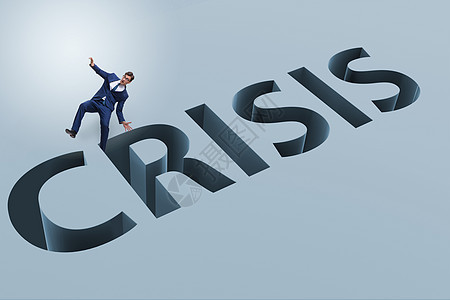 金融危机经营理念中的商务人士陷阱库存碰撞沮丧危机鸿沟金融经济衰退市场障碍图片