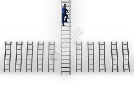 商务人士在商业成功理念中攀登职业阶梯工人商务竞赛员工挑战梯子生长进步报酬成就图片