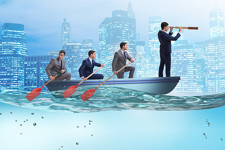 与船只协同合作概念的商务人士团队小组领导者竞赛运动员经理员工男人商务领导动机预报图片