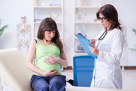定期检查的孕妇看诊医生 对孕妇进行定期检查母性肚子女士医院怀孕写作诊所讨论病人治疗图片