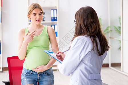 定期检查的孕妇看诊医生 对孕妇进行定期检查药品保健怀孕孩子产妇考试父母访问治疗肚子图片