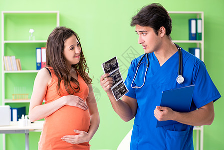 孕妇到诊所看男妇科医生在诊所看病产科卫生医院孩子扫描母性咨询生育女士视频图片