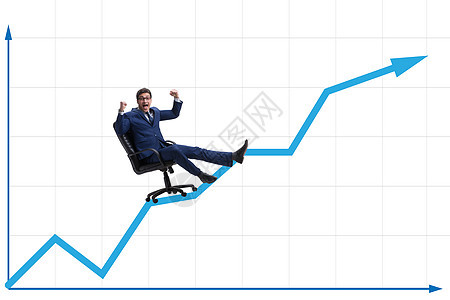 经济增长概念中的商务人士实业家图表商业男人生长投资外汇贸易保险预报经纪人图片