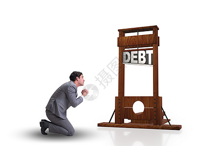 重债商业概念中的商务人士经济卡片预算刀刃危机银行商务断头支付死亡图片
