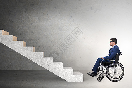 无障碍概念与残疾人轮椅坡道障碍医院病人治疗楼梯卫生商务药品人士图片