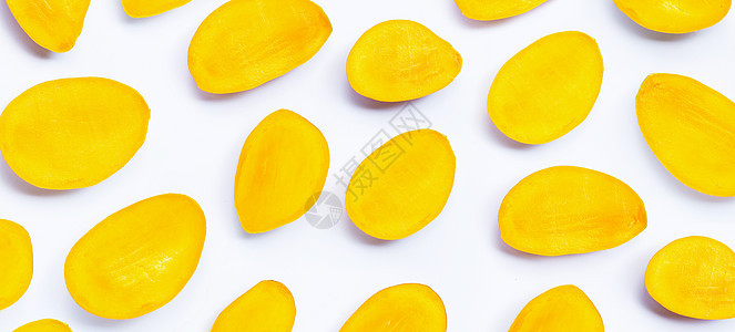 热带水果 芒果白底的切片情调橙子营养异国饮料树叶饮食立方体叶子维生素图片