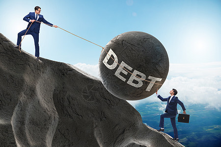 B 债务和借款的商业概念巨石信用融资住房爬坡岩石经济危机投资卡片图片