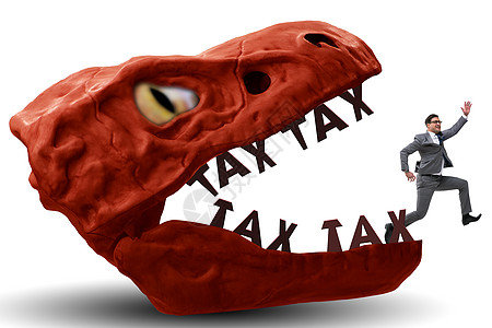 商务人士在高税的下巴收益恐龙商业金融牙齿退款现金员工企业家债务图片