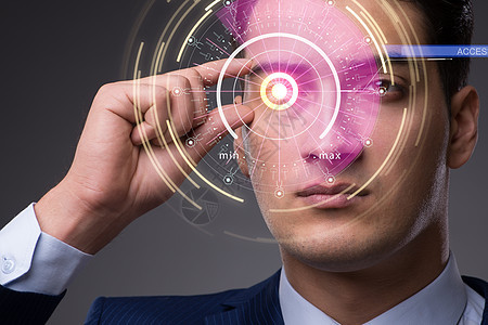 植入人类眼睛的传感器概念科幻自动化读者身份相机视网膜机器人硬件镜片电子人图片