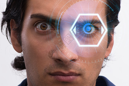 植入人类眼睛的传感器概念眼镜科幻智力扫描器自动化创新电脑电子人相机技术图片