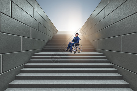 无障碍概念与残疾人轮椅卫生楼梯机动性坡道医院椅子男性药品治疗男人图片