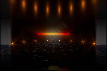 带深色舞台背景的渐变发光线 3D投影科幻渲染地面派对光束场景坡度线条插图辉光图片