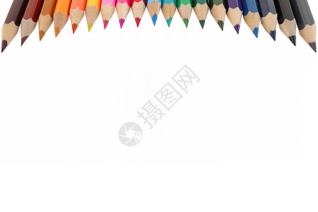 彩色铅笔弧 带有复制空间的顶边框图片