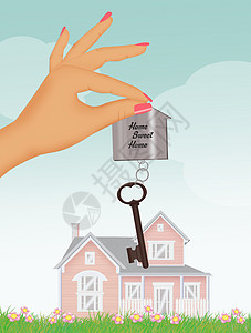 手持主控密钥投资房地产生活快乐房子礼物抵押插图财产家庭图片