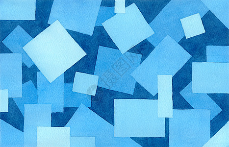 矩形 几何设计 现代艺术图形 水彩手绘画的蓝色图示背景摘要图片