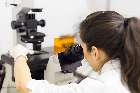 生命科学研究员在基因科学实验室进行显微镜观察女性测试学生技术学习项目知识女士射线遗传学图片