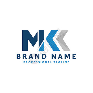 使用字母字母字母M和K的清洁初始矢量Logo模板 用于几何标识类型 现代公司身份图片