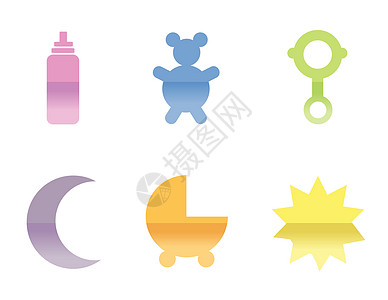 不同婴儿图标的插图 可用作交汇符号图片