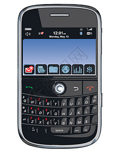 矢量手机PDA黑莓玩家蓝色技术记事簿电话戒指邮件按钮港口细胞图片