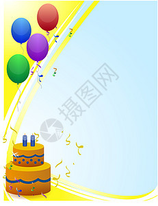 生日贺卡快乐 有气球光线和生日蜡烛图片