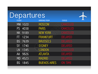 机场危机离开表     推迟和取消的航班图片